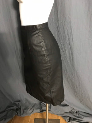 Vintage G-III 1980’s black leather high waist skirt 5/6