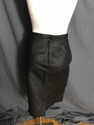 Vintage G-III 1980’s black leather high waist skirt 5/6