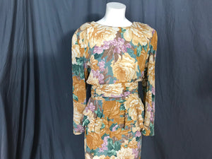 Vintage 80’s Phoebe peplum floral dress 7/8 M