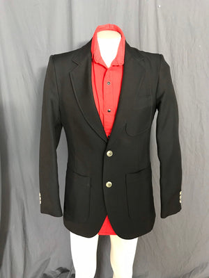 Vintage 1970’s Angel’s Flight black sports suit belted back jacket 40