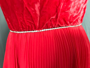 Vintage 1960’s red velvet rhinestone party dress L