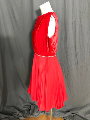 Vintage 1960’s red velvet rhinestone party dress L