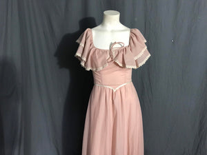 Vintage Gunne Sax rose polka dot long prairie dress S