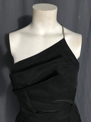 Vintage black Joy Stevens petal bust full skirt formal party dress S
