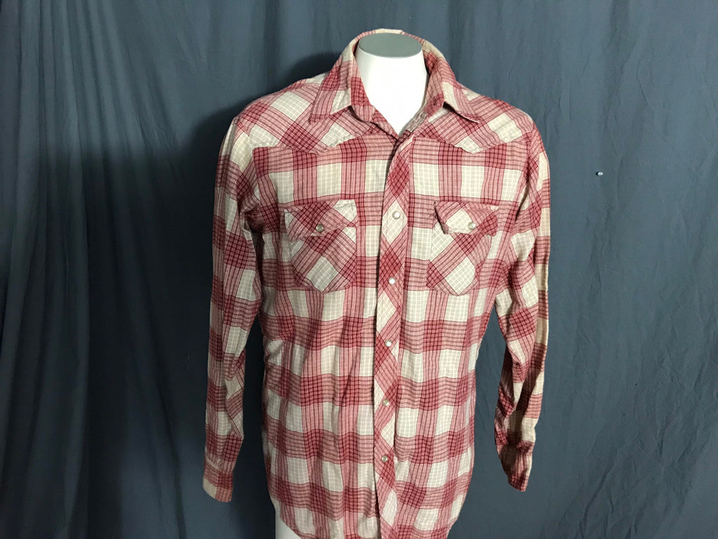 Vintage JCPenney flannel cowboy western plaid shirt L