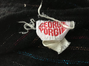 Vintage Georgie Porgie 70’s 80’s black metallic striped crop top L