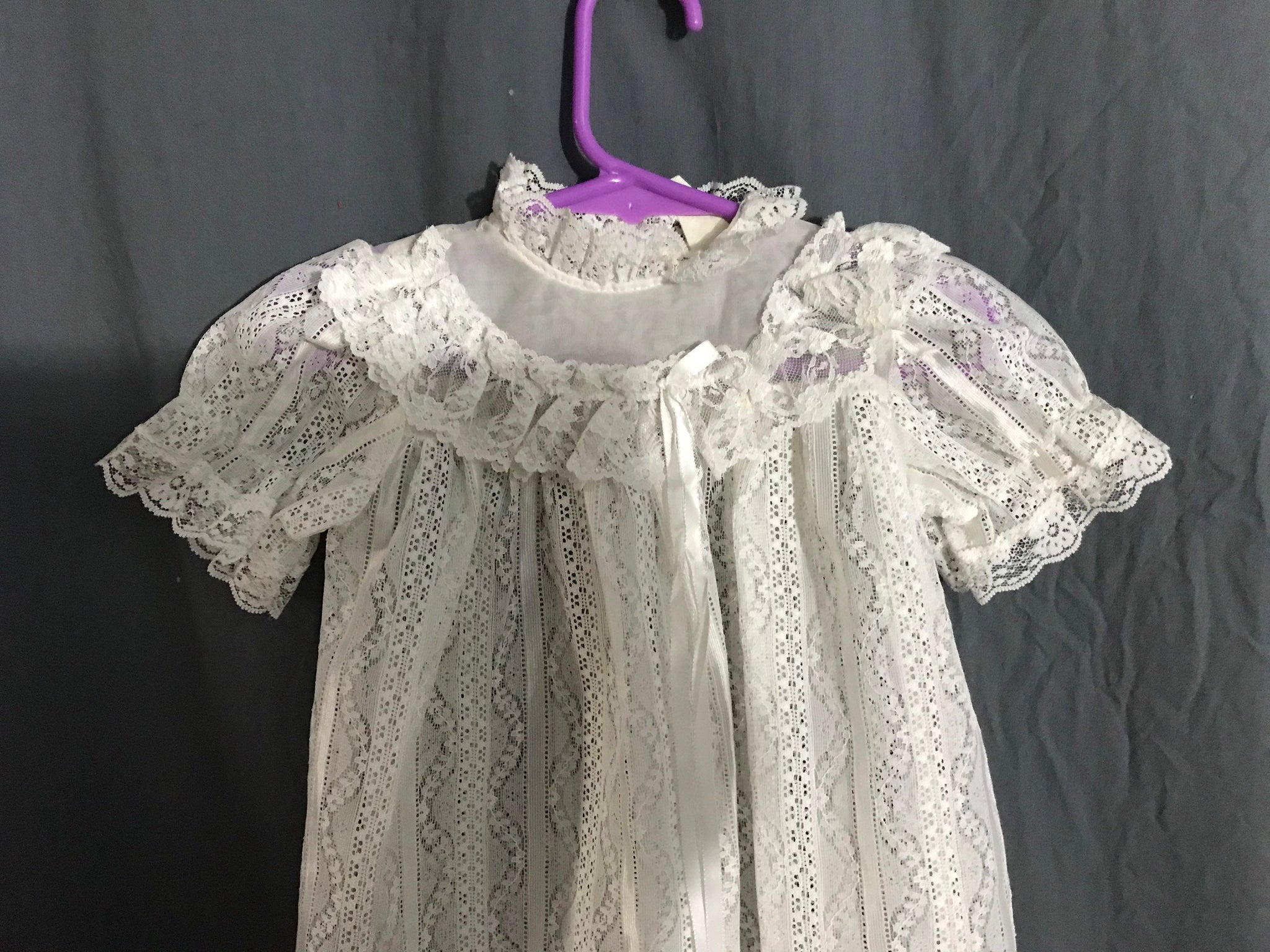 Vintage 1960’s 70’s white long lace baby dress 0-6 months