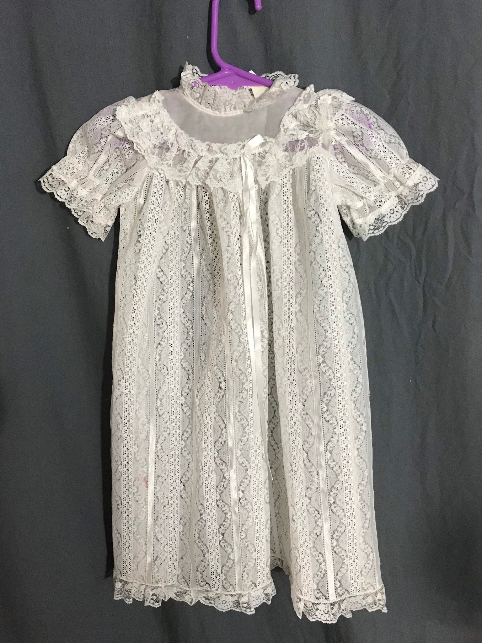 Vintage 1960’s 70’s white long lace baby dress 0-6 months