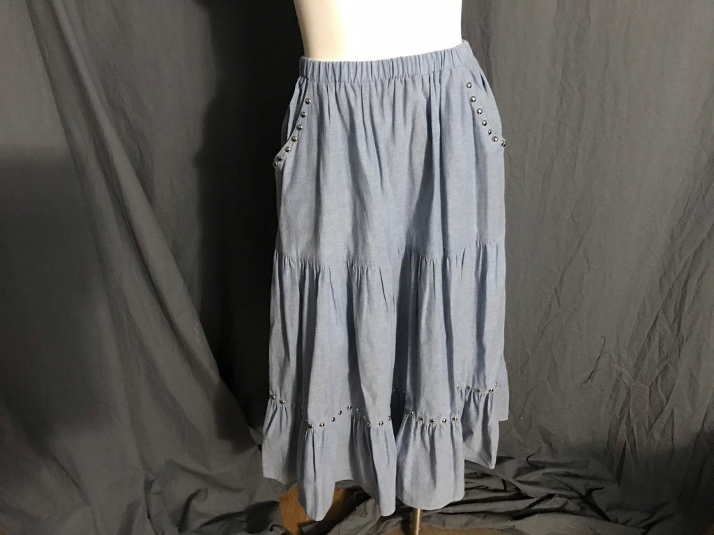 Vintage 70’s Carefree Fashions blue tiered skirt 7 M