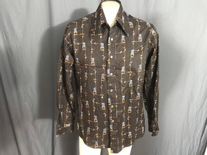 Vintage Kennington brown 1970’s floral men’s shirt L