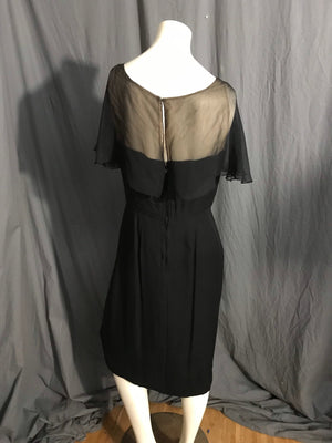 Vintage 1940's 50's black crepe dress L volup