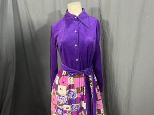 Vintage 70's Periphery lounge dress purple 14 M