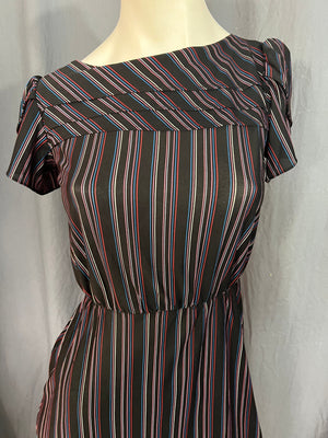 Vintage 70's striped dress black S