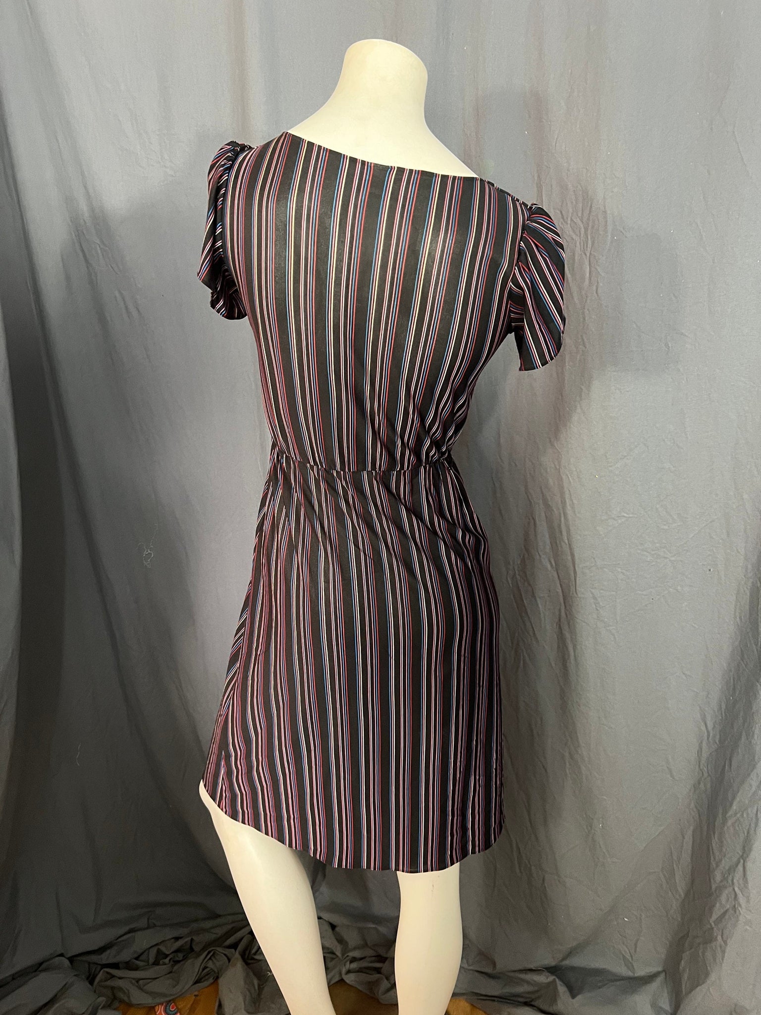 Vintage 70's striped dress black S