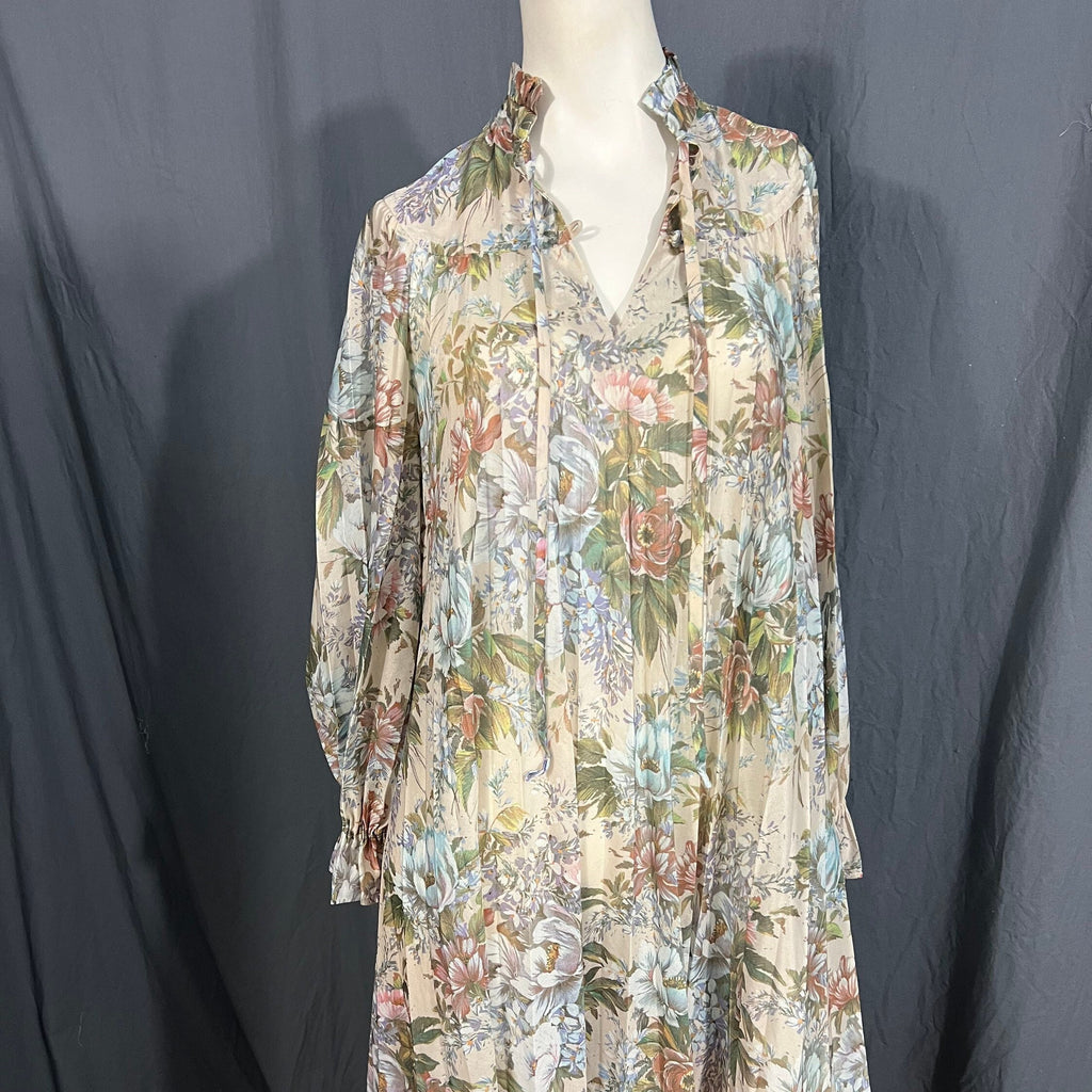 Vintage 1970’s sheer floral pleated volup tent dress L