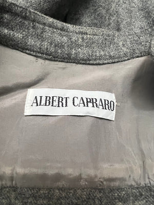 Vintage 80's Albert Capraro gray wool 40's style full circle dress