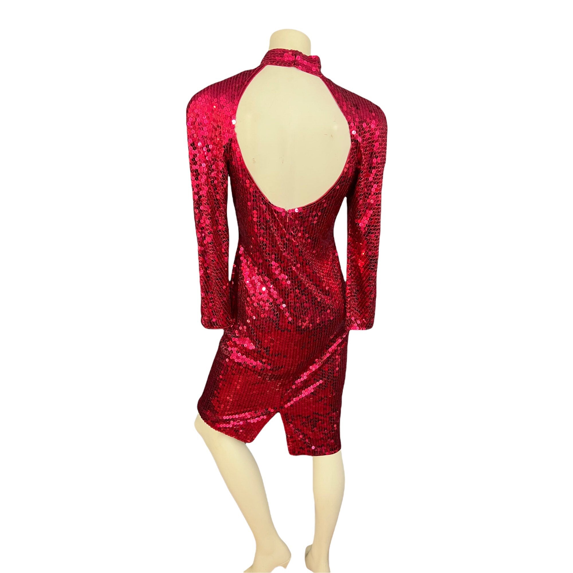 Vintage 80's red sequin dress Nite 12 M L