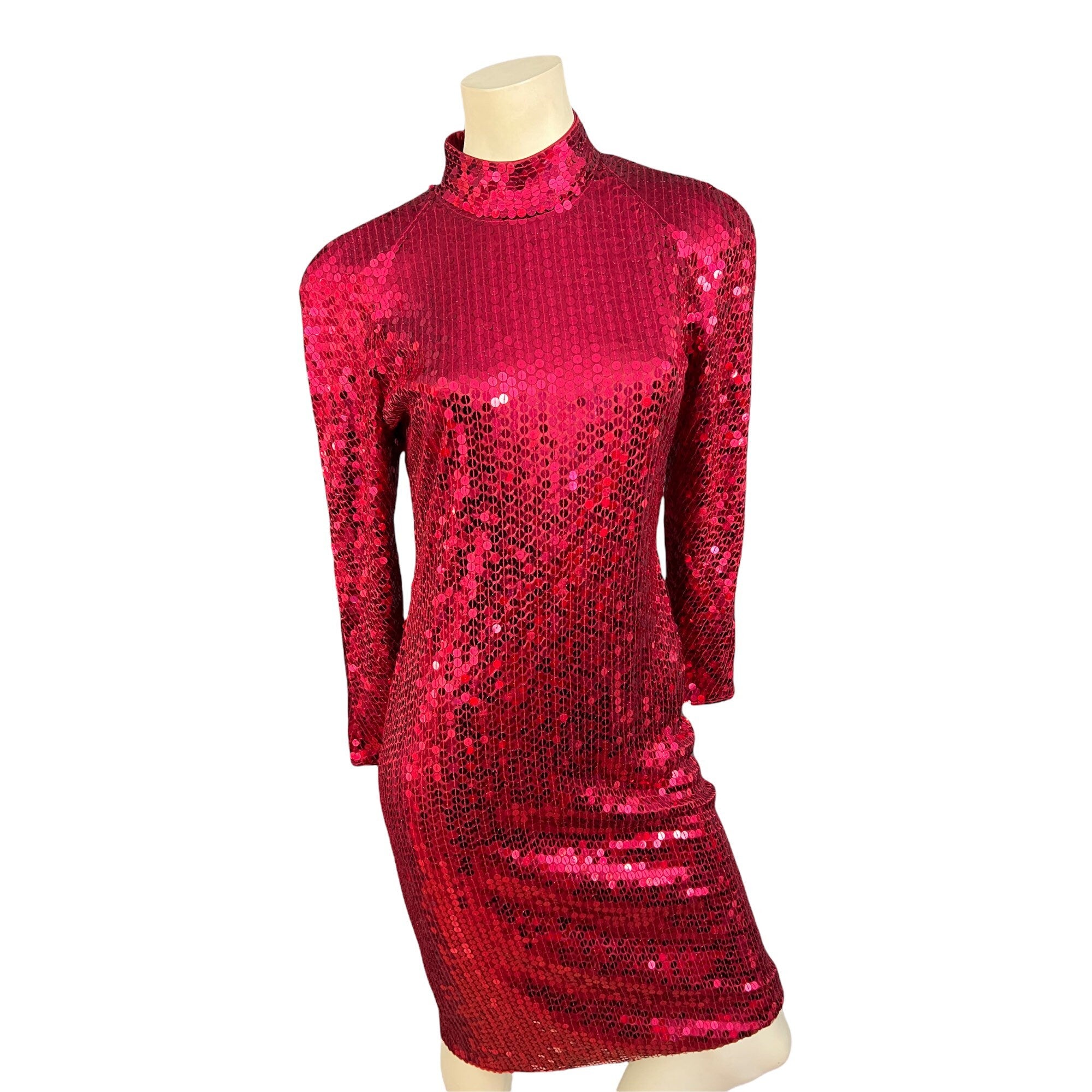 Vintage 80's red sequin dress Nite 12 M L