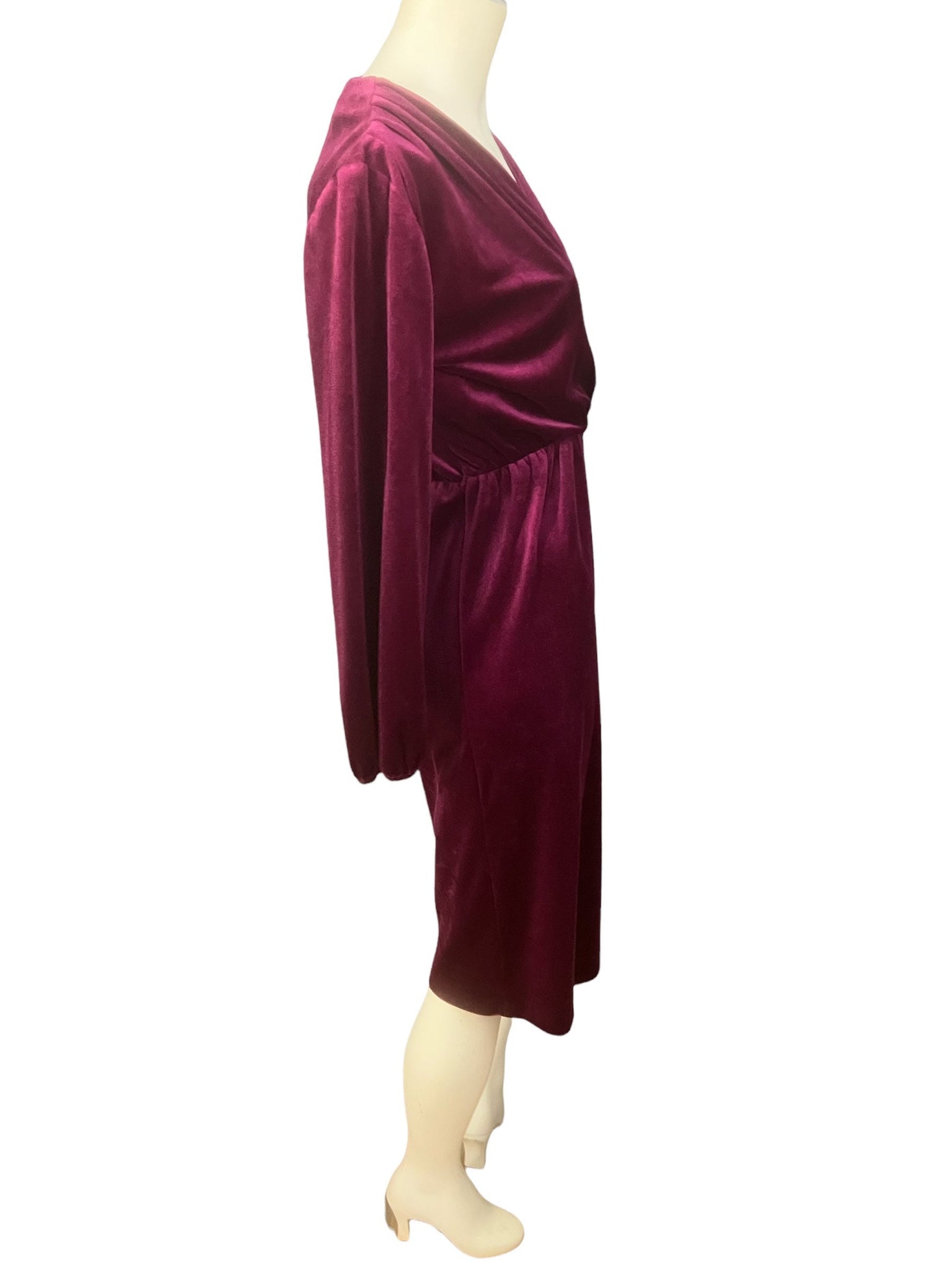 Vintage 70's maroon velar dress M L