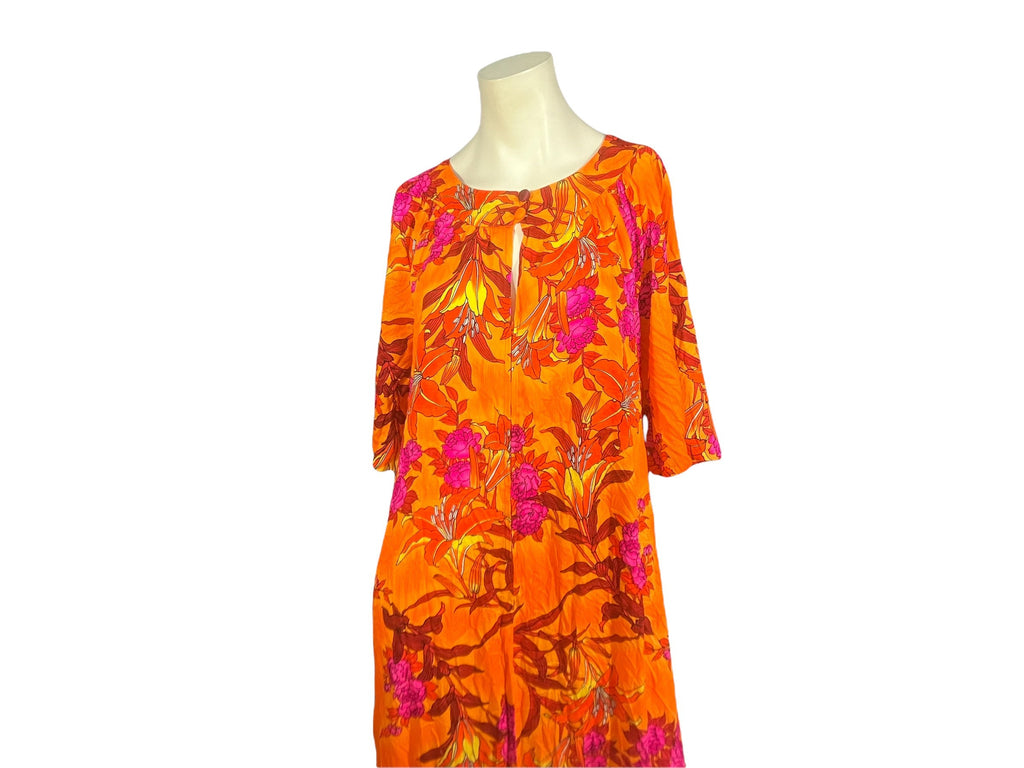 Vintage 60's long Hawaiian dress M L Hawaiiana