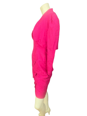 Vintage 80's AJ Bari strapless party dress 8 hot pink