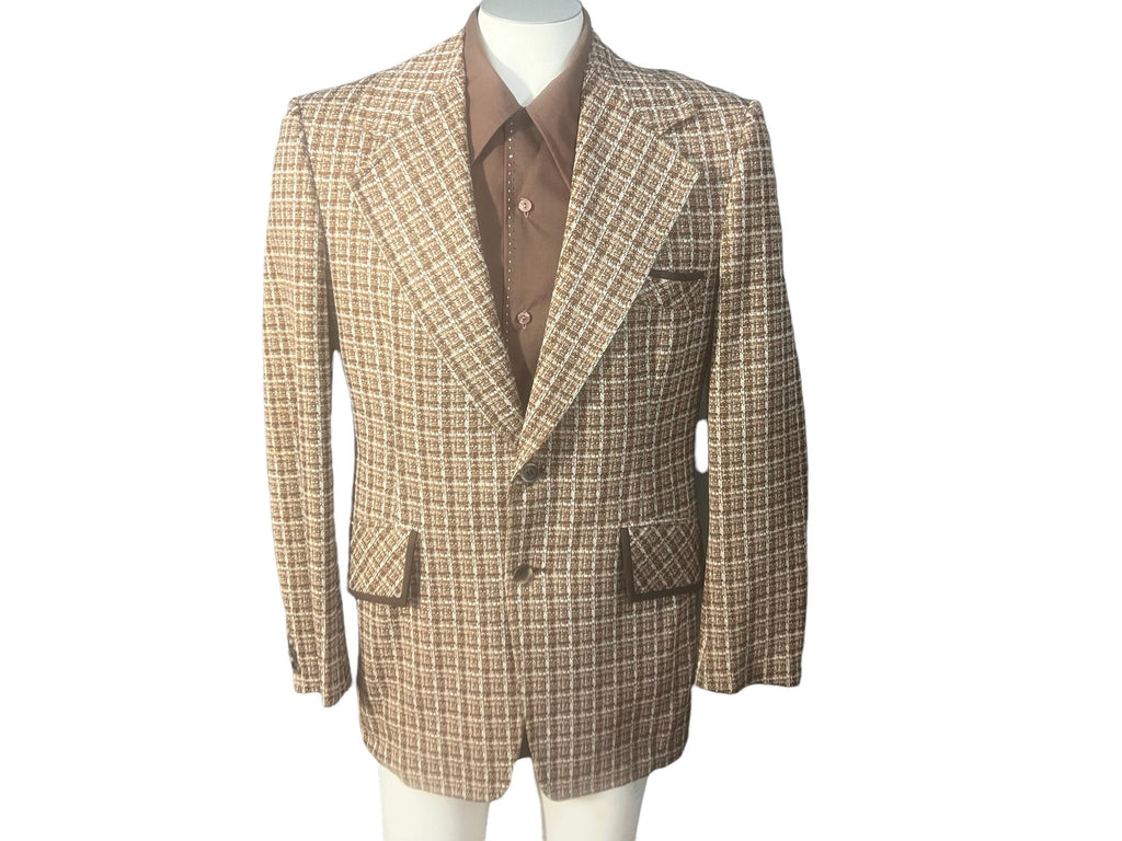 Vintage 70's brown plaid suit jacket Rothmoor 40
