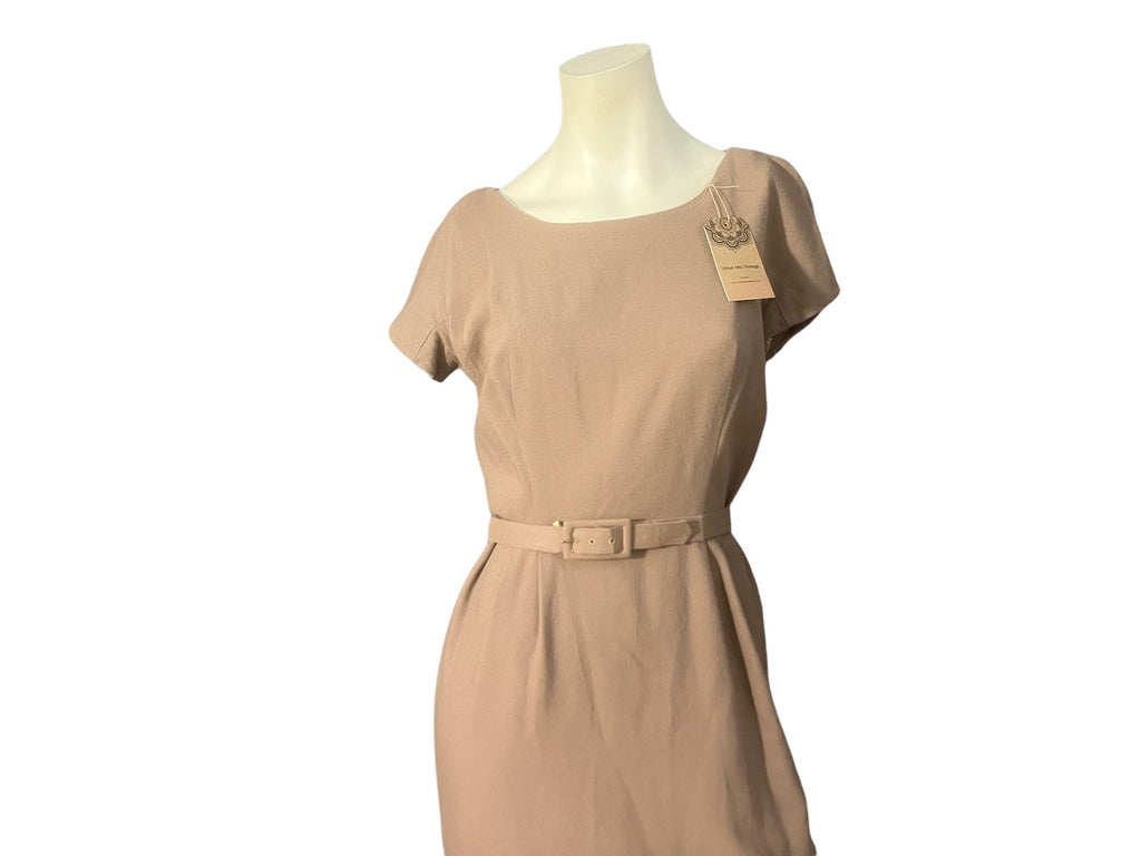 Vintage 50's 60's fitted brown dress M