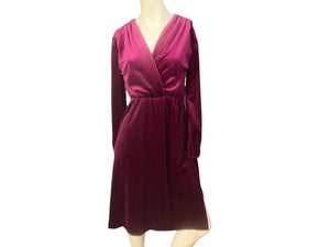 Vintage 70's maroon velar dress M L