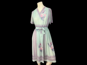 Vintage 70's sheer floral dress M L