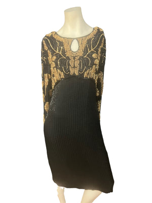 Vintage 80's beaded dress gown Carolyne Barton S