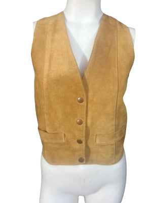 Vintage leather vest top M boho
