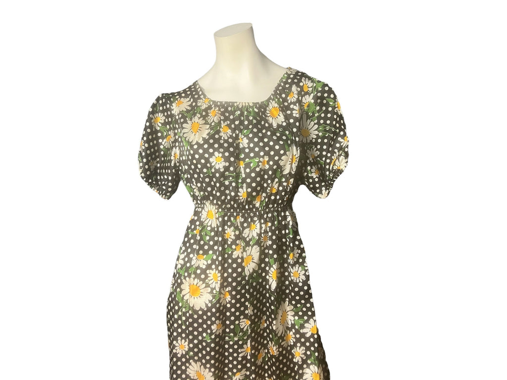 Vintage 70’s daisy floral maxi dress M