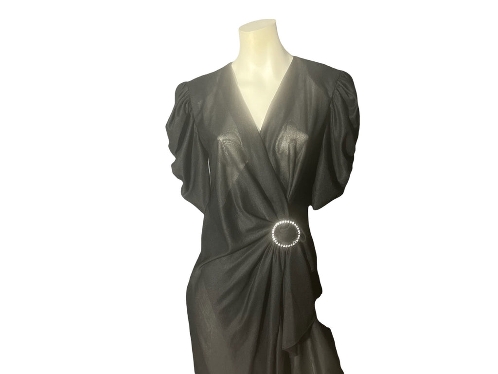 Vintage 70's 80's Jean Leslie black dress M L