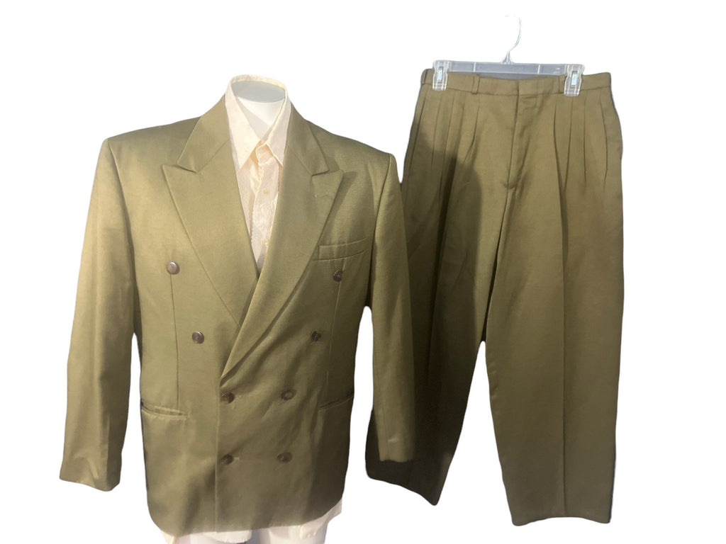 Vintage 80's green double breast suit 42 Aggio
