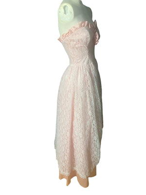 Vintage Gunne Sax 80's pink lace party dress 7