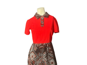 Vintage 70's red and black scooter dress M