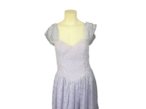 Vintage 80's purple lace party dress M L