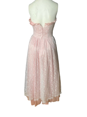Vintage Gunne Sax 80's pink lace party dress 7
