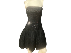 Vintage 80's Morton Myles black sequin corset dress 12 L