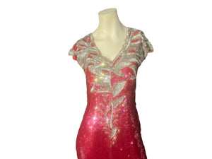 Vintage 80's red and silver sequin dress M