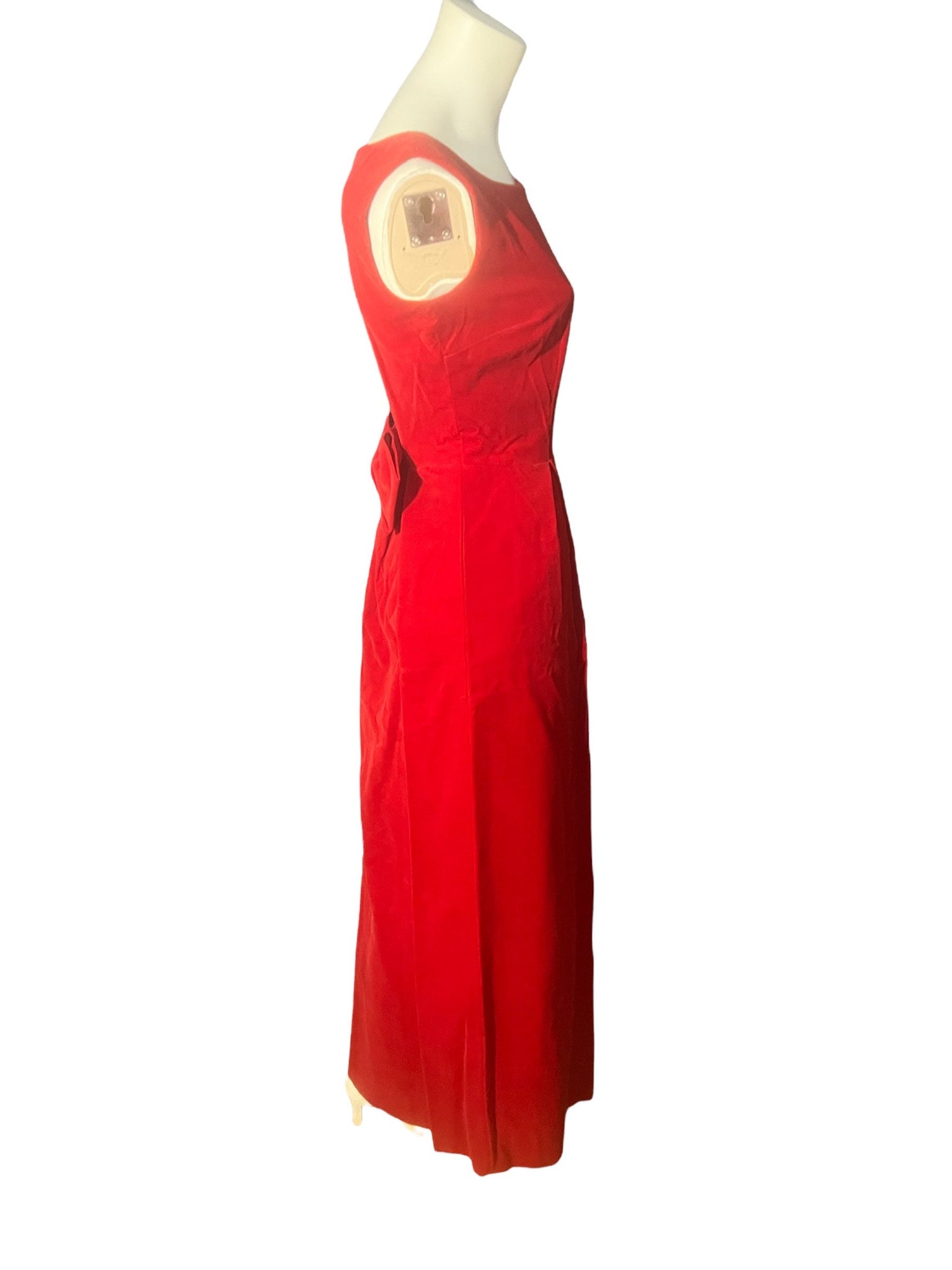 Vintage 60's red velvet long formal dress S