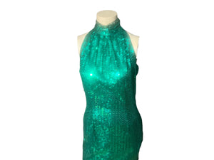 Vintage 80's green sequin dress Daval Designs S