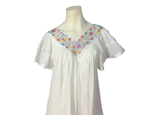 Vintage white Mexican boho dress XL