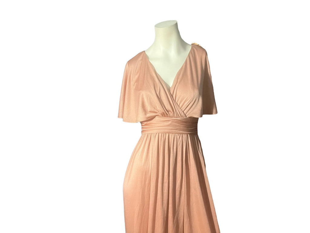 Vintage beige 70's goddess maxi dress S