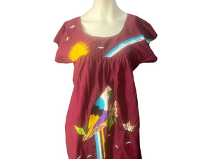 Vintage tropical bird & sun caftan dress L