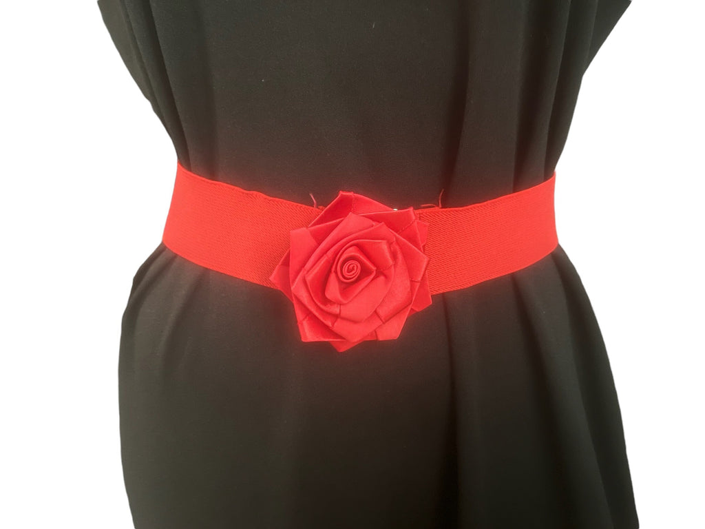 Vintage 80’s red rose stretch belt