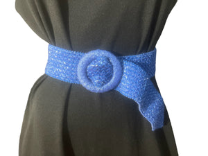 Vintage 80's blue stretch belt L