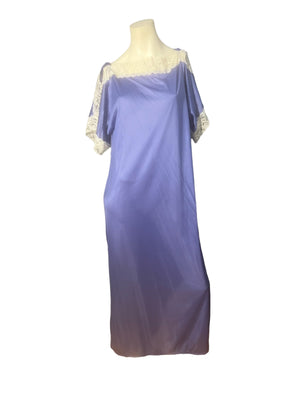 Vintage long 70's purple nightgown S