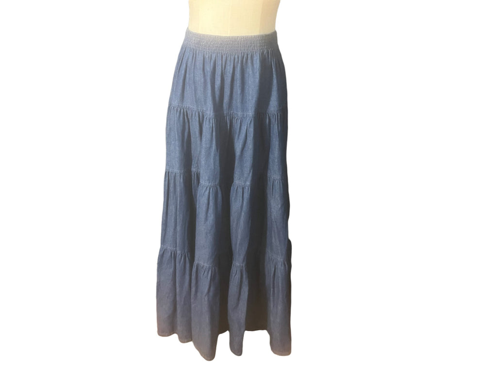 Vintage 80's tiered long jean skirt S Willowbend