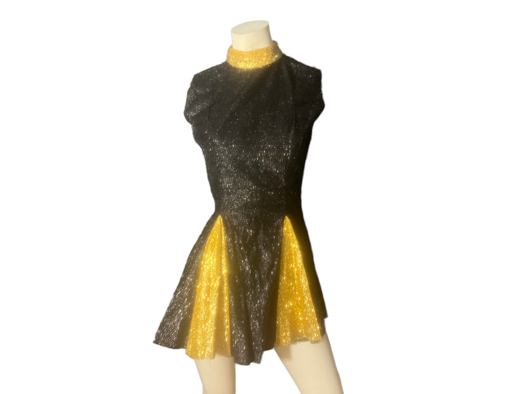 Vintage 60's black and gold mini costume S M
